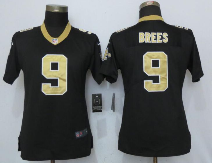 Women New Orleans Saints 9 Brees Black Nike Vapor Untouchable Limited NFL Jerseys